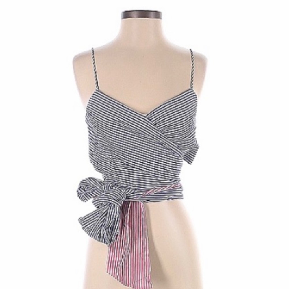 Do + Be striped wrap spaghetti strap tank blouse size small